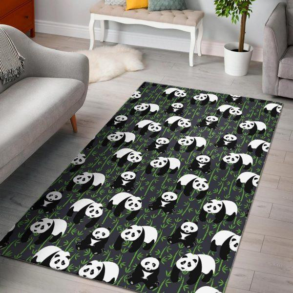 Panda Bamboo Pattern Print Home Decor Rectangle Area Rug