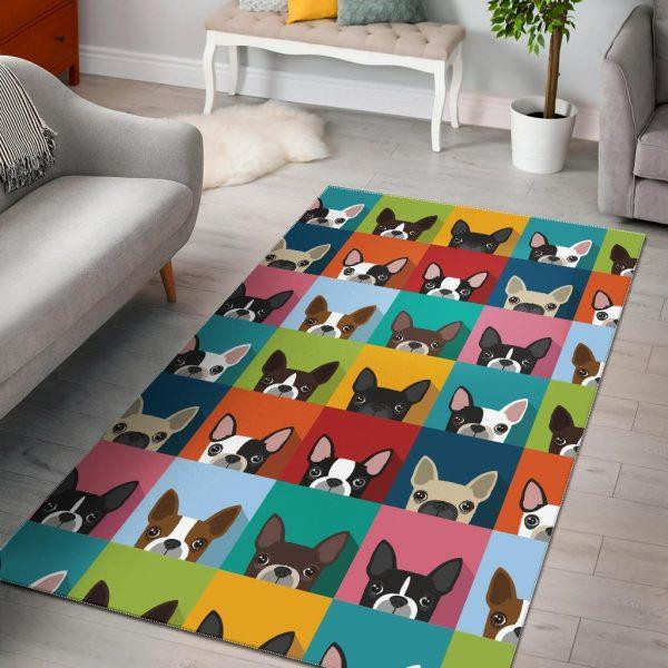 Boston Terrier Pattern Print Home Decor Rectangle Area Rug