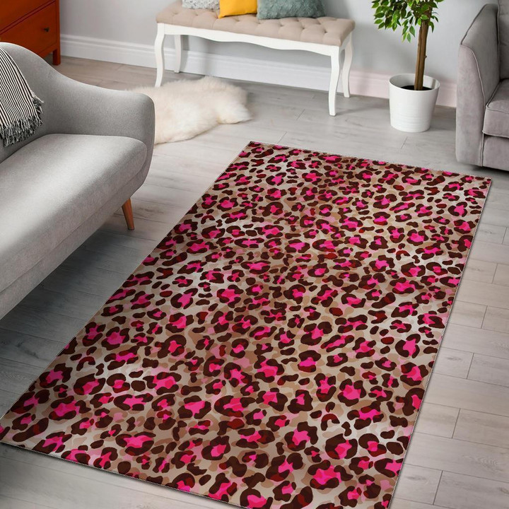Pink Dot Cheetah Leopard Pattern Print Area Rug