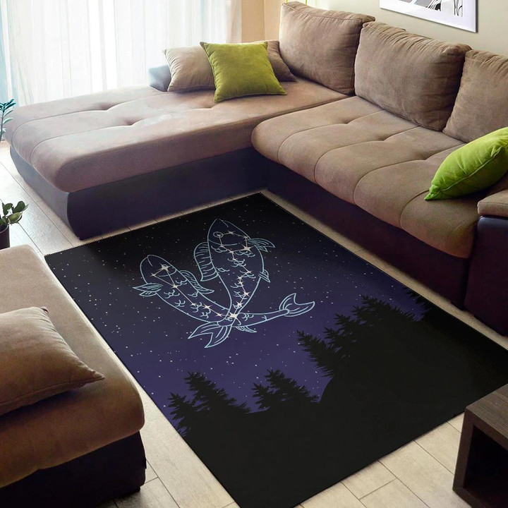 Cool Pisces Constellation Pattern Background Print Area Rug