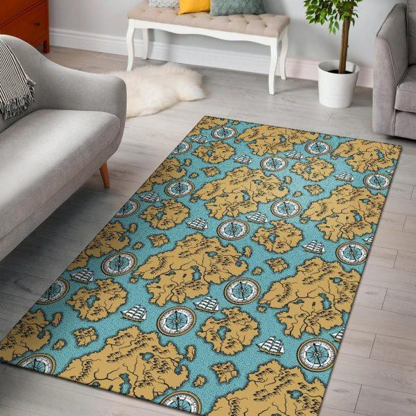 World Map Print Pattern Home Decor Rectangle Area Rug