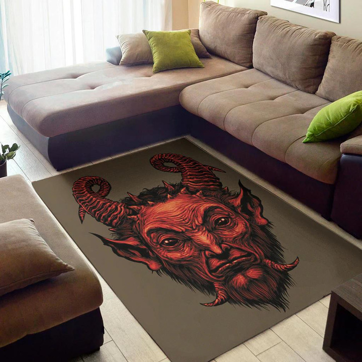 Horror Red Devil Satan Pattern Background Print Area Rug