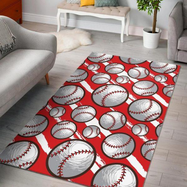 Pattern Print Softball Home Decor Rectangle Area Rug