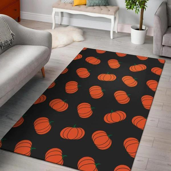 Pumpkin Print Pattern Home Decor Rectangle Area Rug