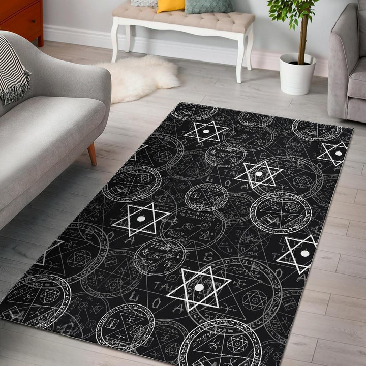 Wiccan Witch Pagan Pattern Print Area Rug