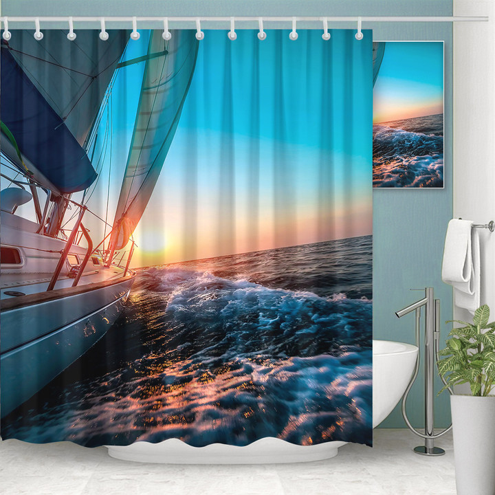 Sail Boat On Sea Hobby Shower Curtain Bathroom Curtain Home Decor