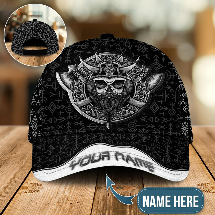 Viking Style Custom Name Black Background Classic Baseball Cap