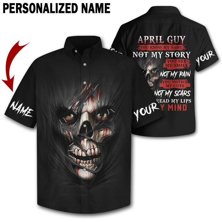 Personalized Name May Guy Skull In Blood Printed Hawaiian Shirt