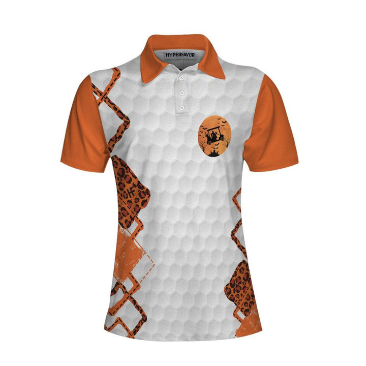 Golf I Have Two Titles Short Sleeve Women Polo Shirt Orange Leopard Gift For Golf Mom