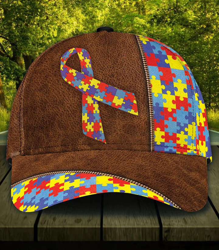 Autism Brown Background 3D Printed Classic Baseball Cap