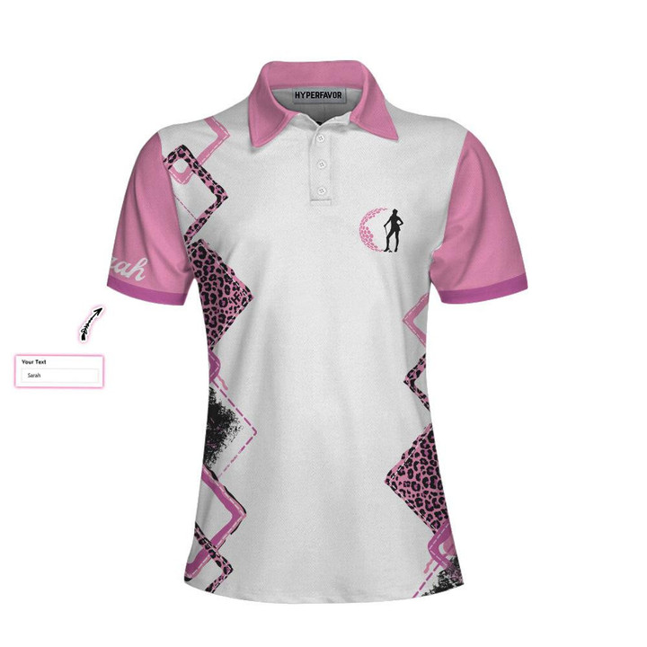 Golf Act Like A Lady Personalized Women Short Sleeve Polo Shirt Personalized Leopard Pattern Shirt