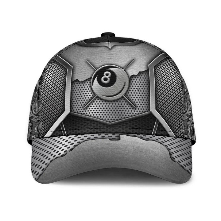 Billiard Metal Gray Black Design Classic Baseball Cap