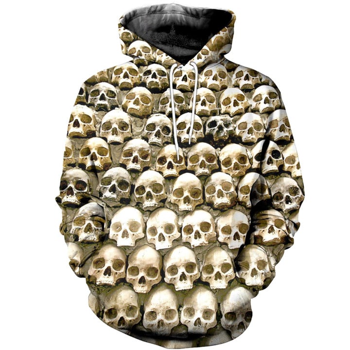 Printed Skulls Pattern Creepy Image 3D T-Shirt