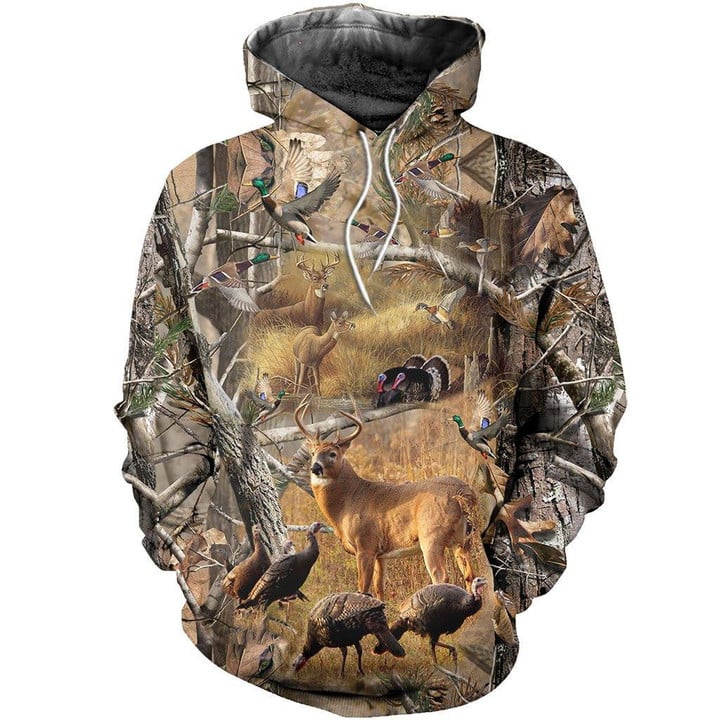 Printed Wild Animals Camo Brown Pullover 3D Hoodie