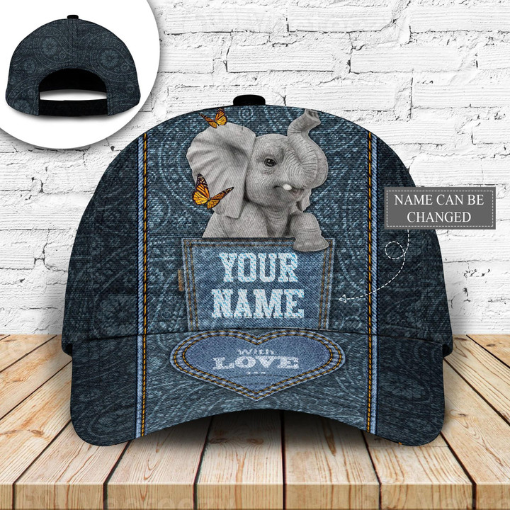 Elephant With Love Custom Name Classic Baseball Cap