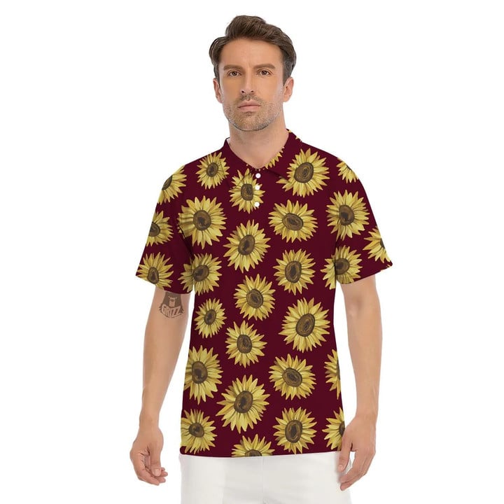Sunflower Brown Mens Polo Shirts Gift For Men