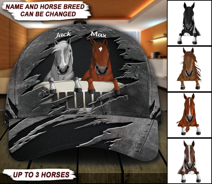 Happy Horse Metal Style Custom Name 3D Printed Classic Baseball Cap