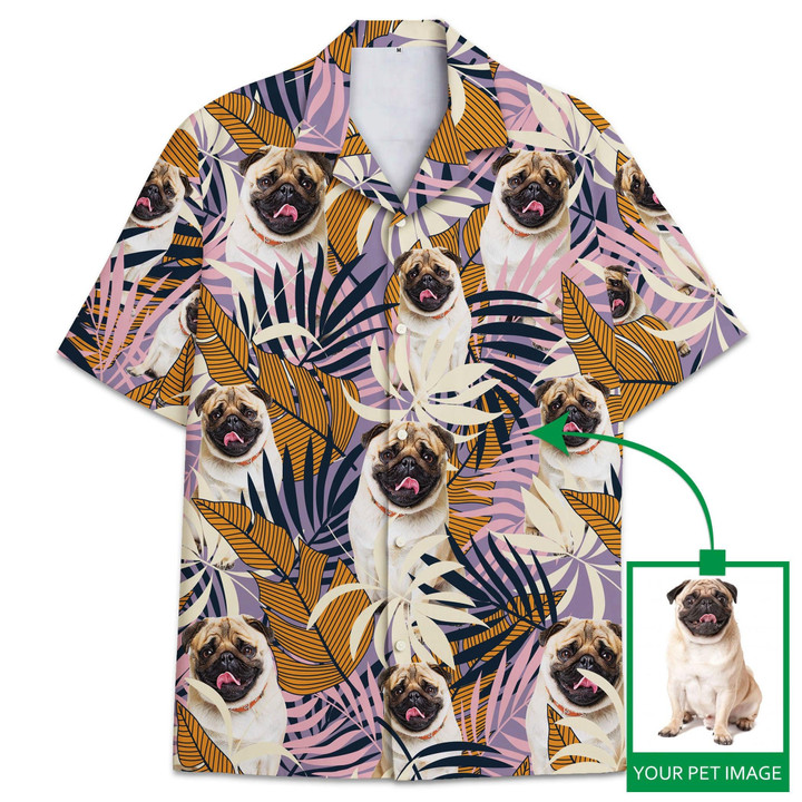 Custom Pet Photo Floral Pattern Hawaiian Shirt Gift For Pet Lovers