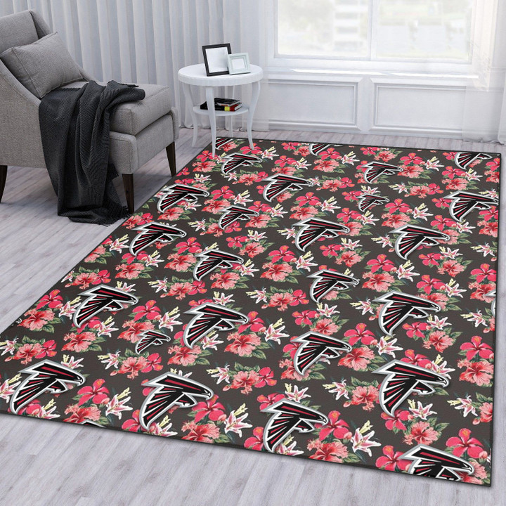 ATL Pink Hibiscus Orchid Brown Background Printed Area Rug