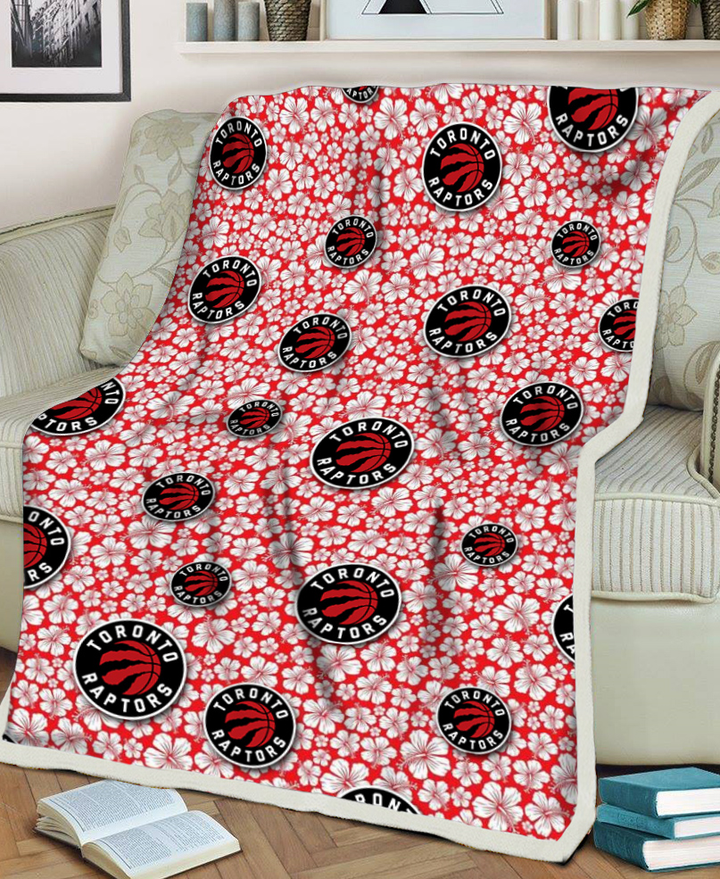 TOR Tiny White Hibiscus Pattern Red Background 3D Fleece Sherpa Blanket