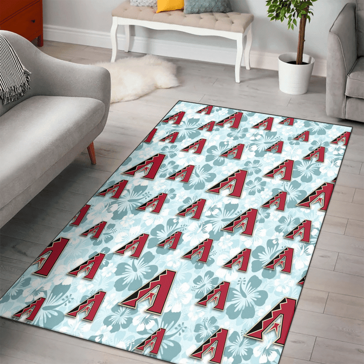 D-backs Pale Turquoise Hibiscus Light Cyan Background Printed Area Rug