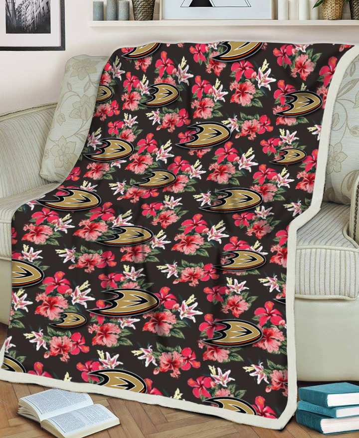 Anaheim Pink Hibiscus Orchid Brown Background 3D Fleece Sherpa Blanket