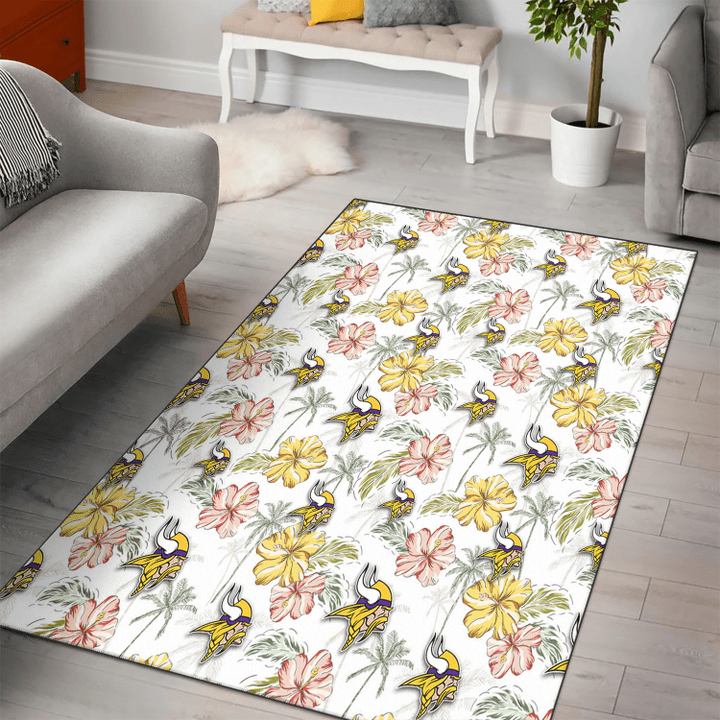 MIN Sketch Red Yellow Coconut Tree White Background Printed Area Rug