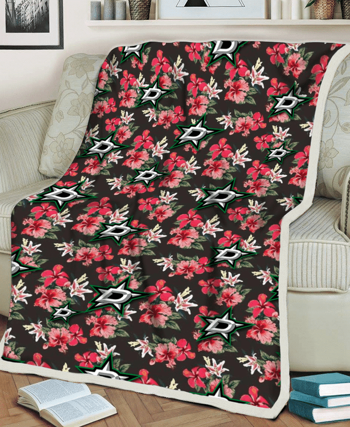 DAL Stars Pink Hibiscus Orchid Brown Background 3D Fleece Sherpa Blanket