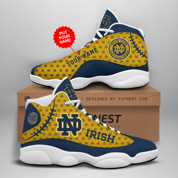 Notre Dame Fighting Irish Yellow Shoes Air Jordan 13 Shoes Custom Name Jordan Shoes