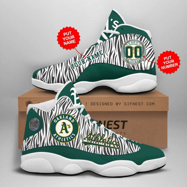Personalized Oakland Athletics Light Green Shoes Air Jordan 13 Shoes Custom Jordan Shoes