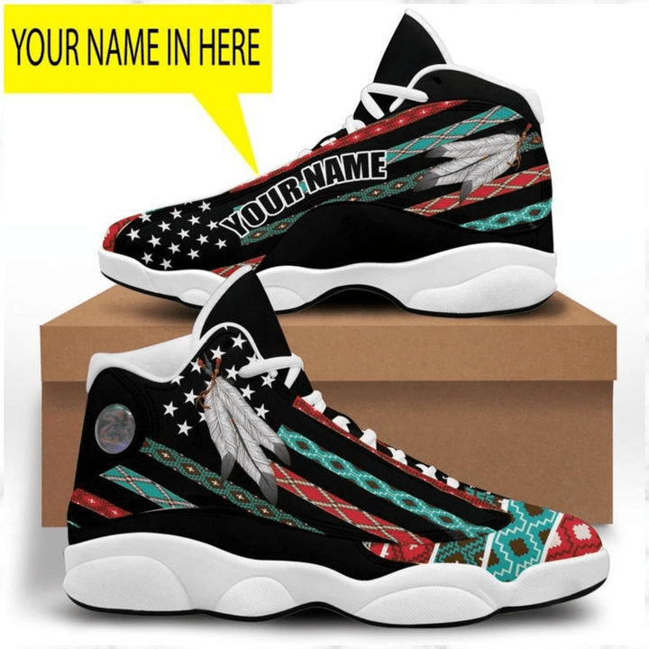 Custom Name Shoes Native American Feather Air Jordan 13 Shoes Sneakers