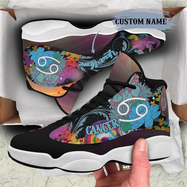 Custom Name Cancer Shoes Air Jordan 13 Shoes Flowers Cancer Sneakers