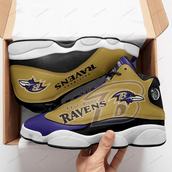 Baltimore Ravens Air Jordan 13 Shoes Sport Shoes For Fan Sneakers Favorite Size