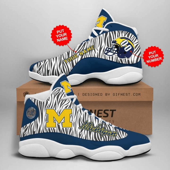 Personalized Michigan Wolverines Custom Name Air Jordan 13 Shoes
