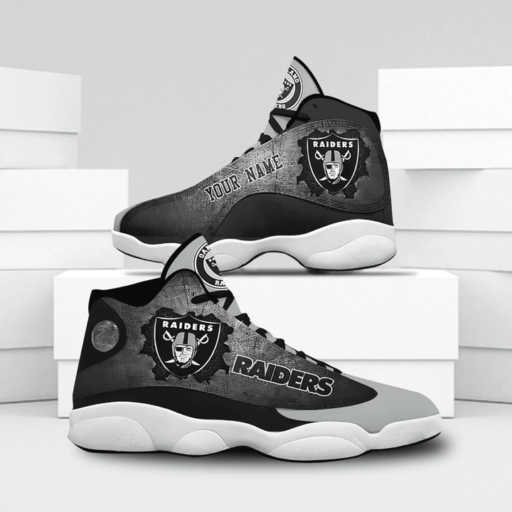 Raiders Football Team Custom Name Personalized Air Jordan 13 Shoes