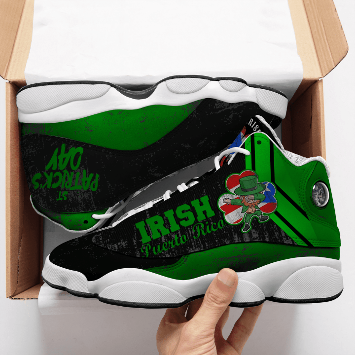Puerto Rico St Patrick's Day Green Black Shoes Air Jordan 13 Shoes