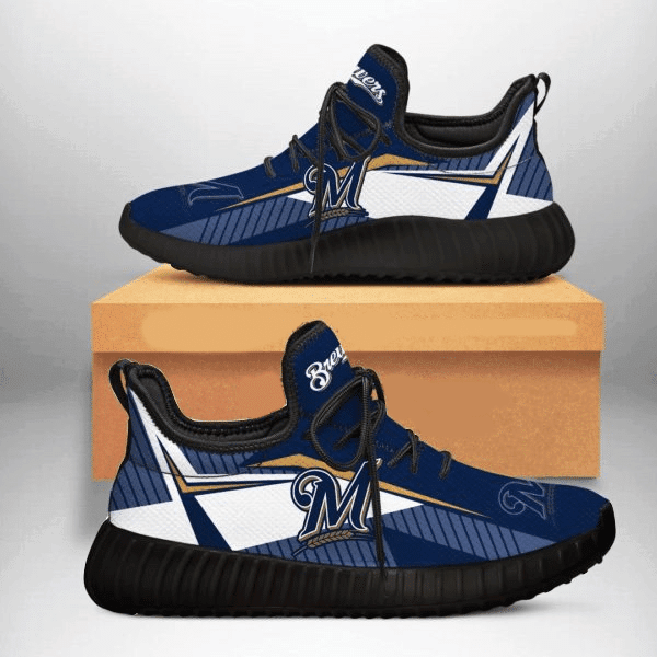 Milwaukee Brewers Mlb Football Shoes Black Shoes 3 Running Shoes Yeezy Boost