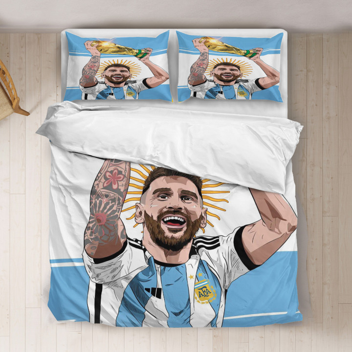Lionel Messi Lifts World Cup Trophy Bedding Set