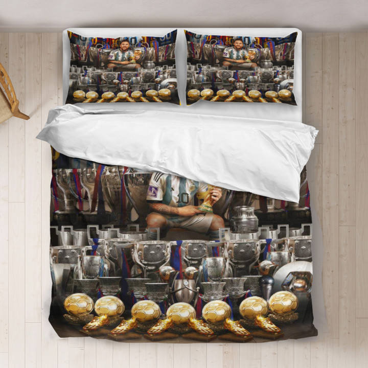 Messi And Argentina World Cup International Trophy Copa America Bedding Set