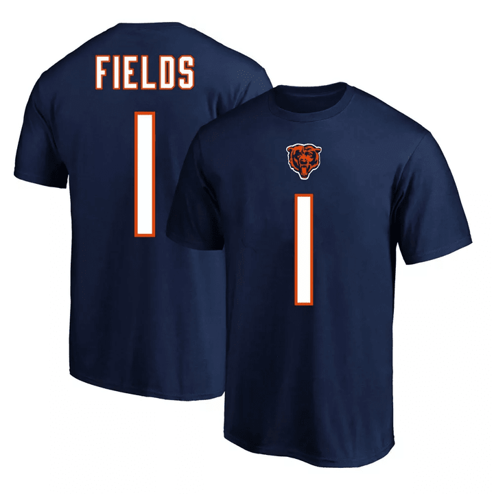 Chicago Bears Justin Fields Short Sleeve Navy T-shirt
