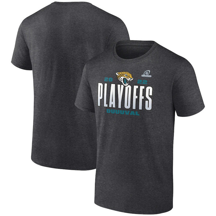 Jacksonville Jaguars 2022 Playoffs Our Time Short Sleeve Charcoal T-shirt