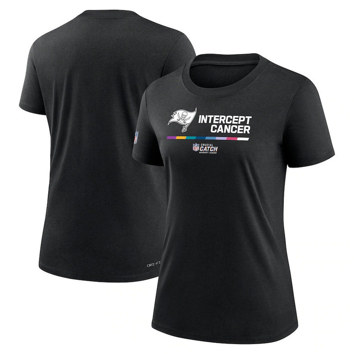 Tampa Bay Buccaneers Women's 2022 NFL Crucial Catch Performance Short Sleeve Black T-shirt