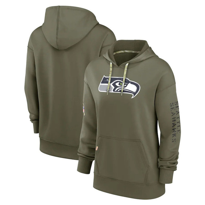 Seattle Seahawks Women's 2022 NFL Salute To Service Performance Forest Green Pullover 2D Hoodie