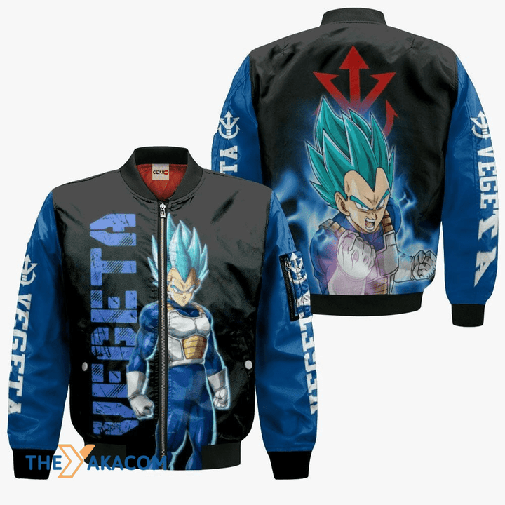 Vegeta Blue Anime Dragon Ball Fan Gifts Idea Bomber Jacket Outerwear Christmas Gift