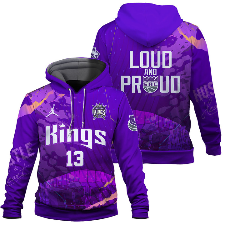 Sacramento Kings Murray #13 Loud And Proud NBA 3D Hoodie