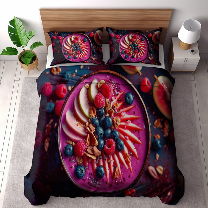 A Delicious Smoothie Bowl Printed Bedding Set Bedroom Decor Food Photograph Design