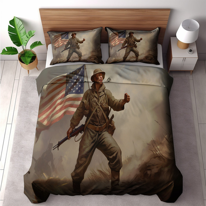 American Solider Independence Day Printed Bedding Set Bedroom Decor Patriotic Design