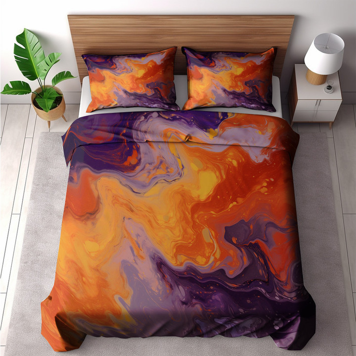 A Fiery Sunset Marble Printed Bedding Set Bedroom Decor Texture Design