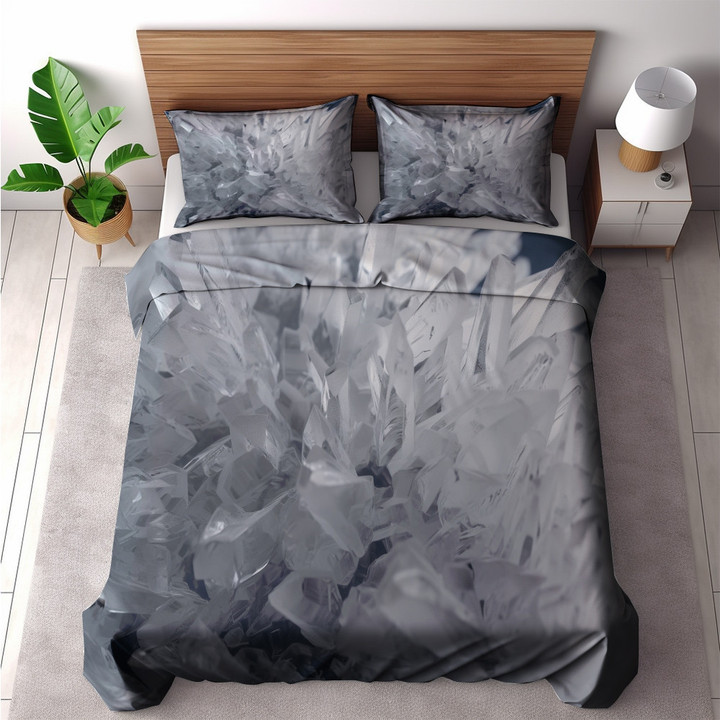 A Close Up Of Some Ice Crystals Printed Bedding Set Bedroom Decor
