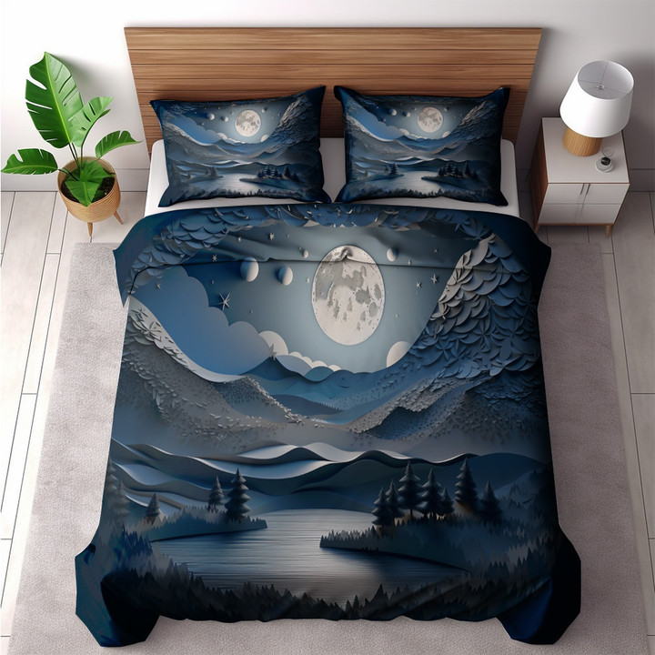 A Starry Night Sky Papercraft Printed Bedding Set Bedroom Decor Galaxy Design